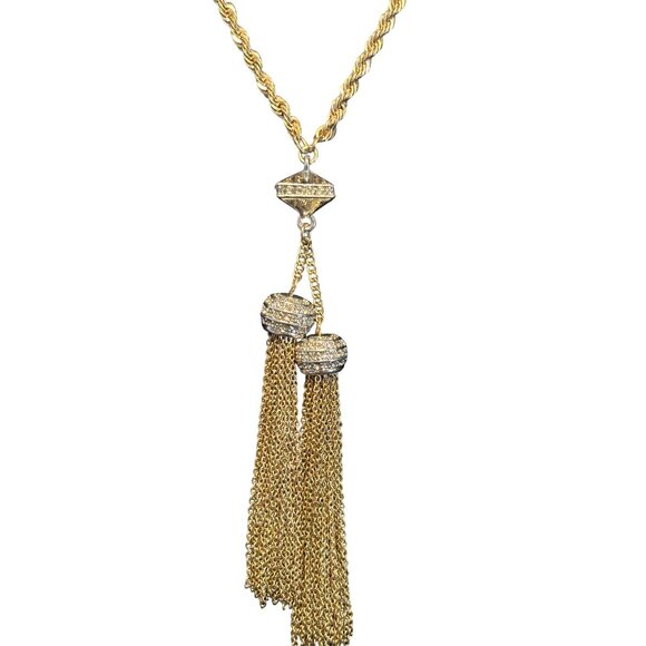 Banana Republic Gold-Tone Tassel Necklace With Rhinestone Accents & Twisted Rope - Picture 3 of 8
